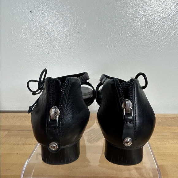 Nurture by Lamaze Grenata Black Leather Open Toe Sandals Zip Back Bow Detail 8M - Picture 5 of 9